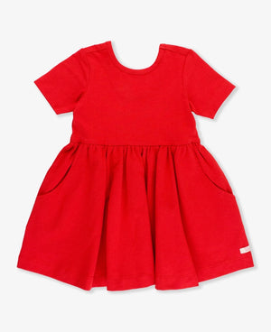 Red Knit Short Sleeve Twirl Dress