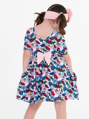 Poppy Petals Knit Short Sleeve Twirl Dress