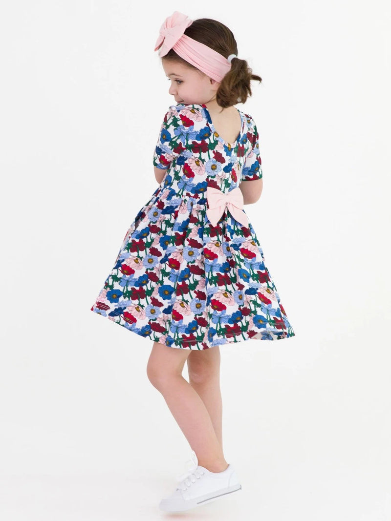 Poppy Petals Knit Short Sleeve Twirl Dress