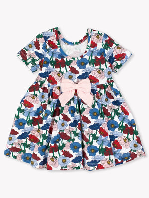 Poppy Petals Knit Short Sleeve Twirl Dress