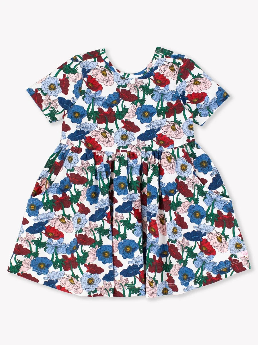 Poppy Petals Knit Short Sleeve Twirl Dress