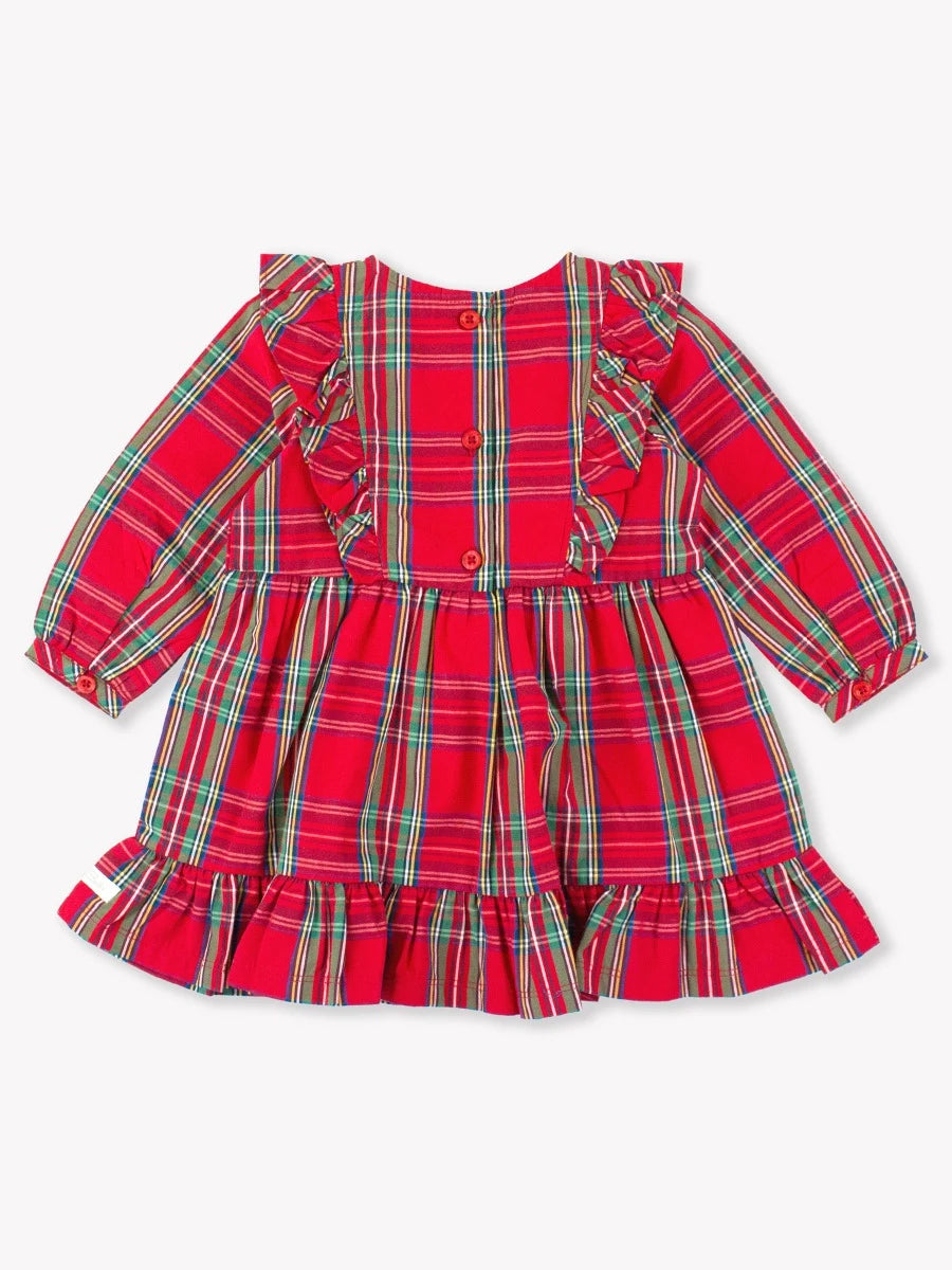 Tis the Season Plaid - Long Sleeve Pinafore Bow Dress