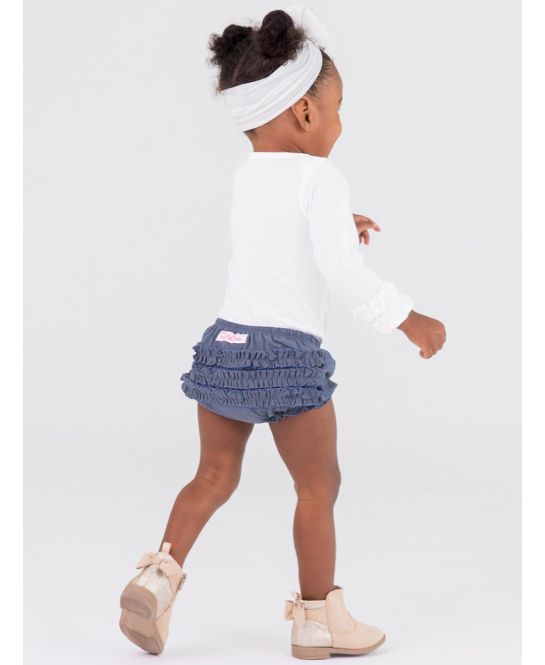 Faux Denim Knit Ruffle Butt Bloomer