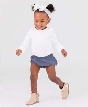 Faux Denim Knit Ruffle Butt Bloomer