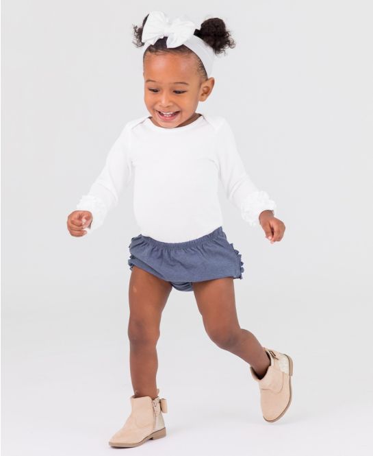 Faux Denim Knit Ruffle Butt Bloomer