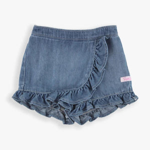 Light Wash Denim Ruffled Skort