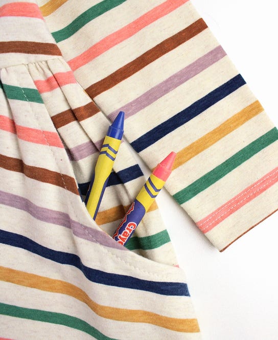 Knit Long Sleeve Twirl Dress | Sunrise Rainbow Stripe