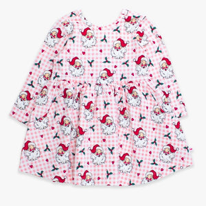 Pink Dear Santa Knit Long Sleeve Twirl Dress