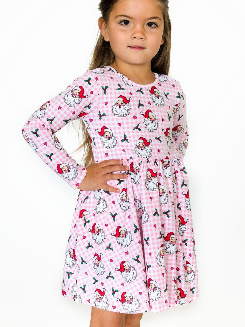 Pink Dear Santa Knit Long Sleeve Twirl Dress