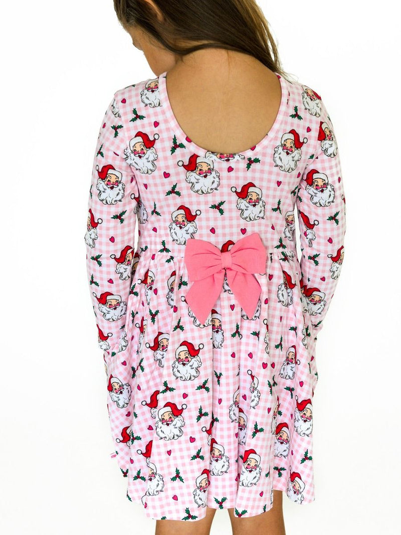 Pink Dear Santa Knit Long Sleeve Twirl Dress