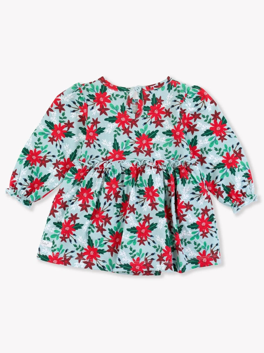 Festive Floral Knit Long Sleeve Skirted Romper