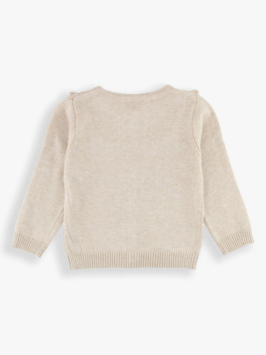 Heather Oatmeal - Sweater Knit Ruffle Cardigan