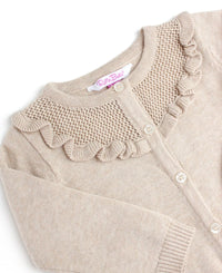 Heather Oatmeal - Sweater Knit Ruffle Cardigan