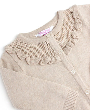 Heather Oatmeal - Sweater Knit Ruffle Cardigan