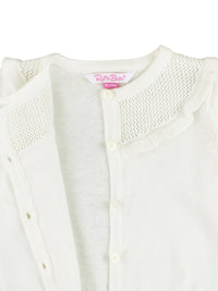 Off White Sweater Knit Ruffle Cardigan