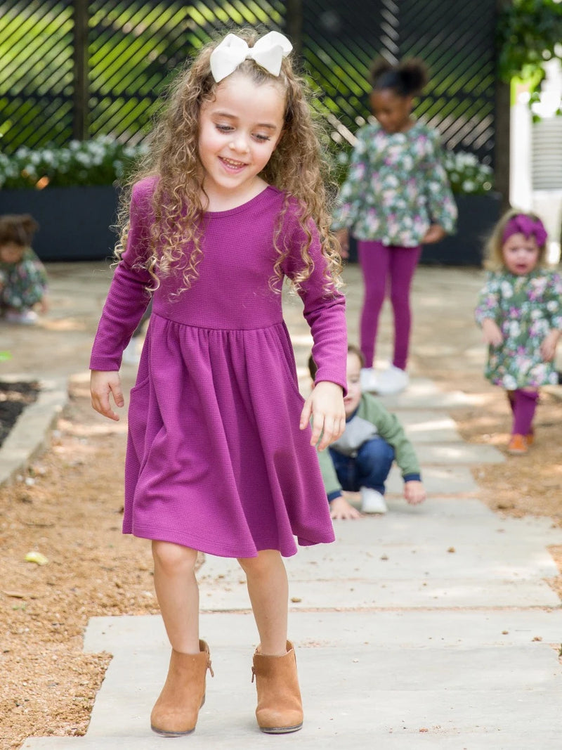 Eggplant Twirl Dress & Legging Set