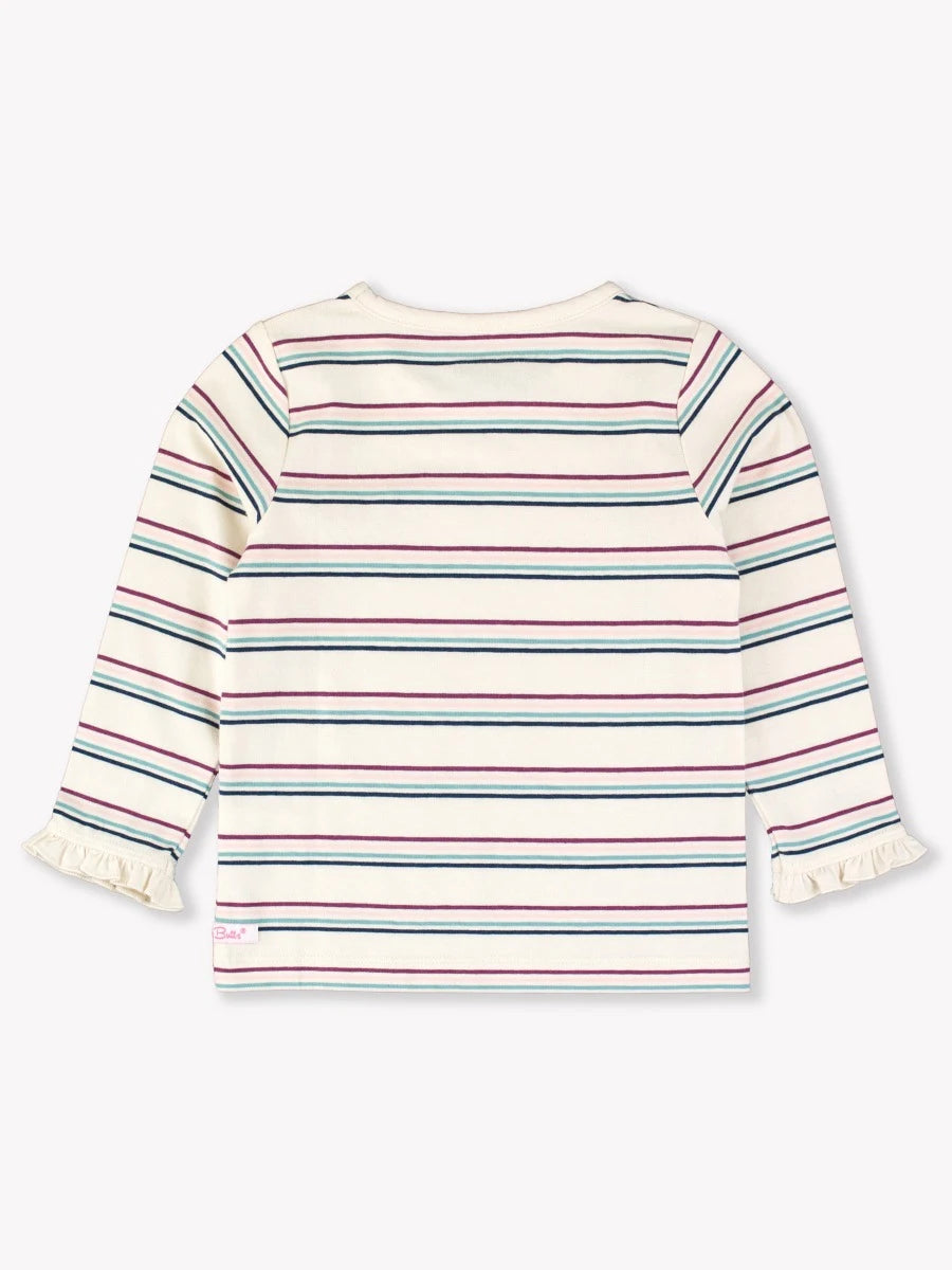 Dahlia Stripe Knit Ruffle Long Sleeve Top