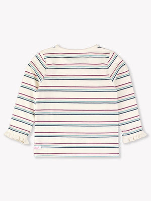 Dahlia Stripe Knit Ruffle Long Sleeve Top