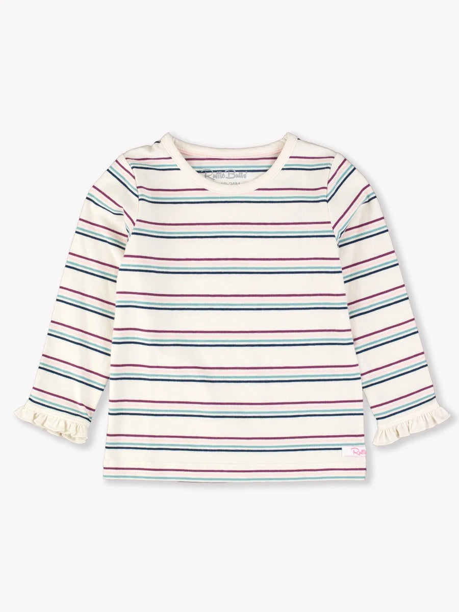 Dahlia Stripe Knit Ruffle Long Sleeve Top