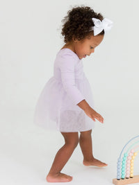 Orchid Petal Long Sleeve Tulle Skirted Romper