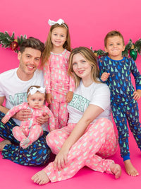 Merry Pink Pines - Ruffle One Piece Footie Pajamas