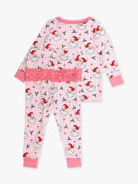 Dear Santa Christmas Ruffle Pink - LS PJ Set