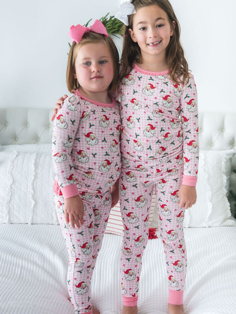 Dear Santa Christmas Ruffle Pink - LS PJ Set