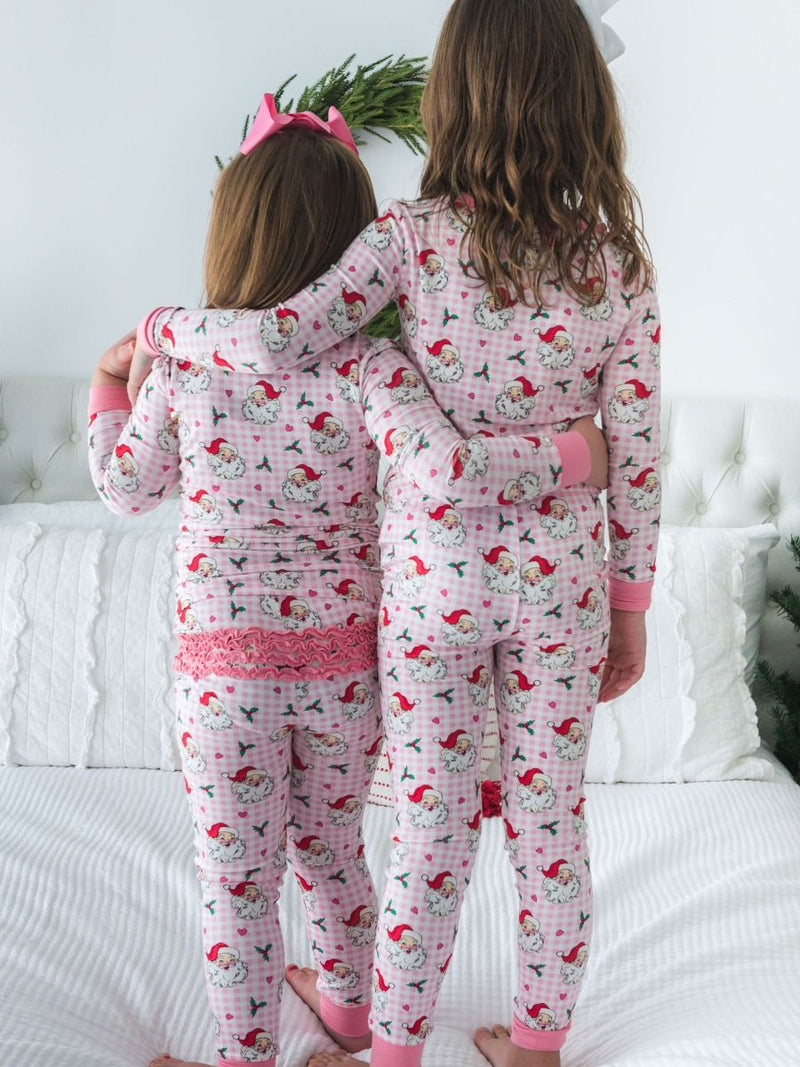 Dear Santa Christmas Ruffle Pink - LS PJ Set