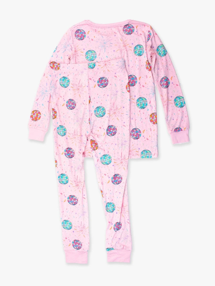 Pink Happy New Year - Ruffle Long Sleeve Pajama Set