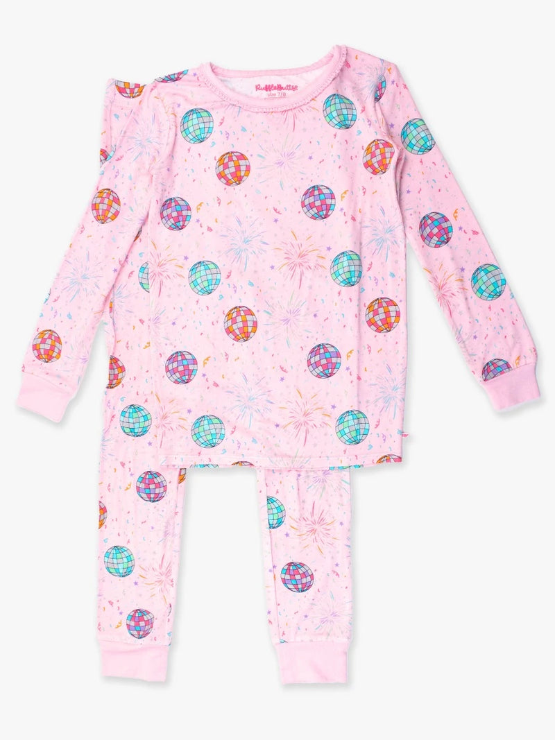 Pink Happy New Year - Ruffle Long Sleeve Pajama Set