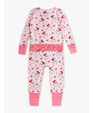 Dear Santa Christmas Ruffle Pink - Convertible PJ One-Piece