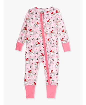 Dear Santa Christmas Ruffle Pink - Convertible PJ One-Piece