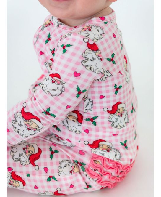 Dear Santa Christmas Ruffle Pink - Convertible PJ One-Piece