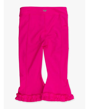 Neon Magenta Active Flared Ruffle Hem Pants