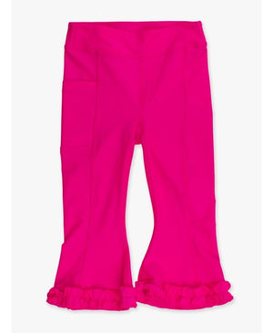 Neon Magenta Active Flared Ruffle Hem Pants