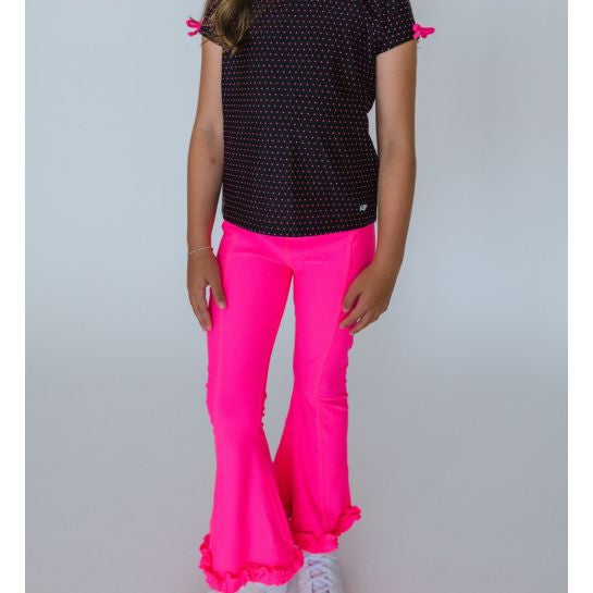 Neon Magenta Active Flared Ruffle Hem Pants