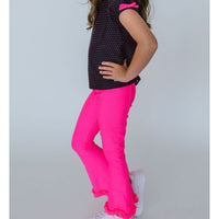Neon Magenta Active Flared Ruffle Hem Pants