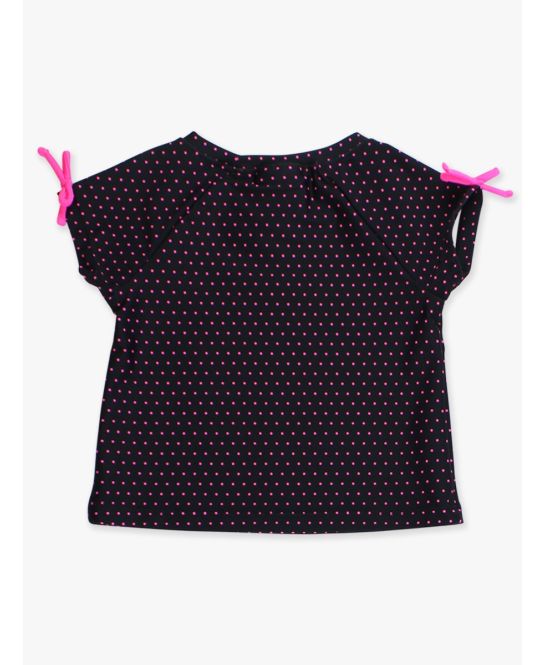 Black & Neon Magenta Tiny Dots Active Raglan Bow Shirt