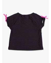 Black & Neon Magenta Tiny Dots Active Raglan Bow Shirt