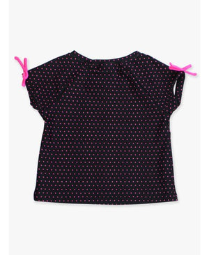 Black & Neon Magenta Tiny Dots Active Raglan Bow Shirt