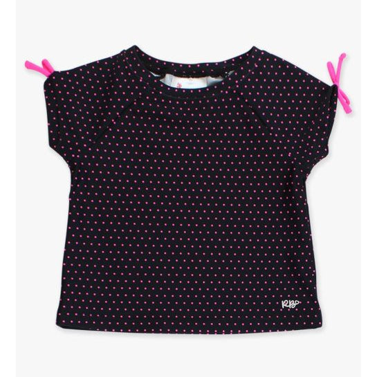 Black & Neon Magenta Tiny Dots Active Raglan Bow Shirt