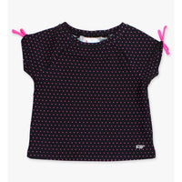 Black & Neon Magenta Tiny Dots Active Raglan Bow Shirt