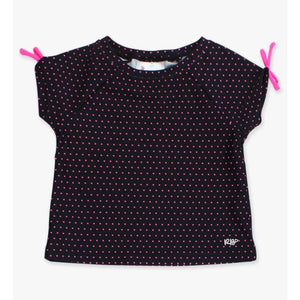 Black & Neon Magenta Tiny Dots Active Raglan Bow Shirt