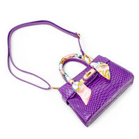Vivid Crocodile Scarf Handbag - Purple