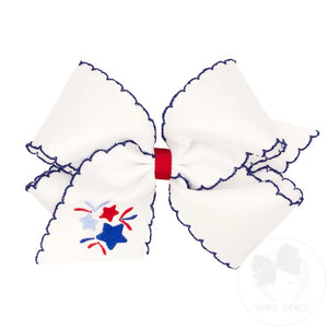 Patriotic Firework King Grosgrain Moonstitch Bow