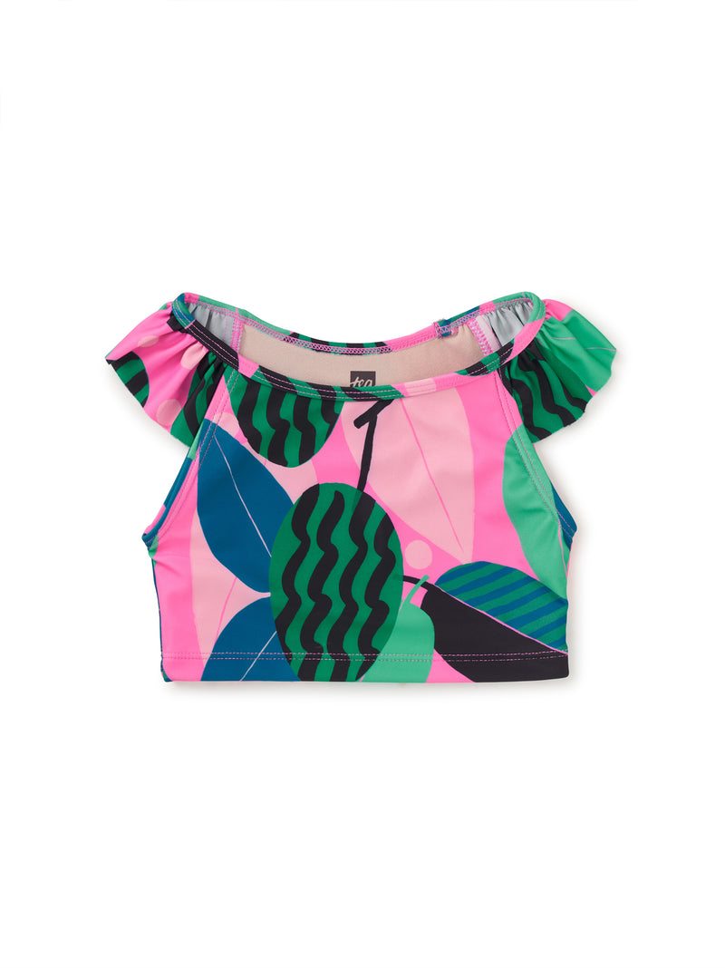 Ruffle Sleeve Tankini Swim Top - Bossa Nova Foliage