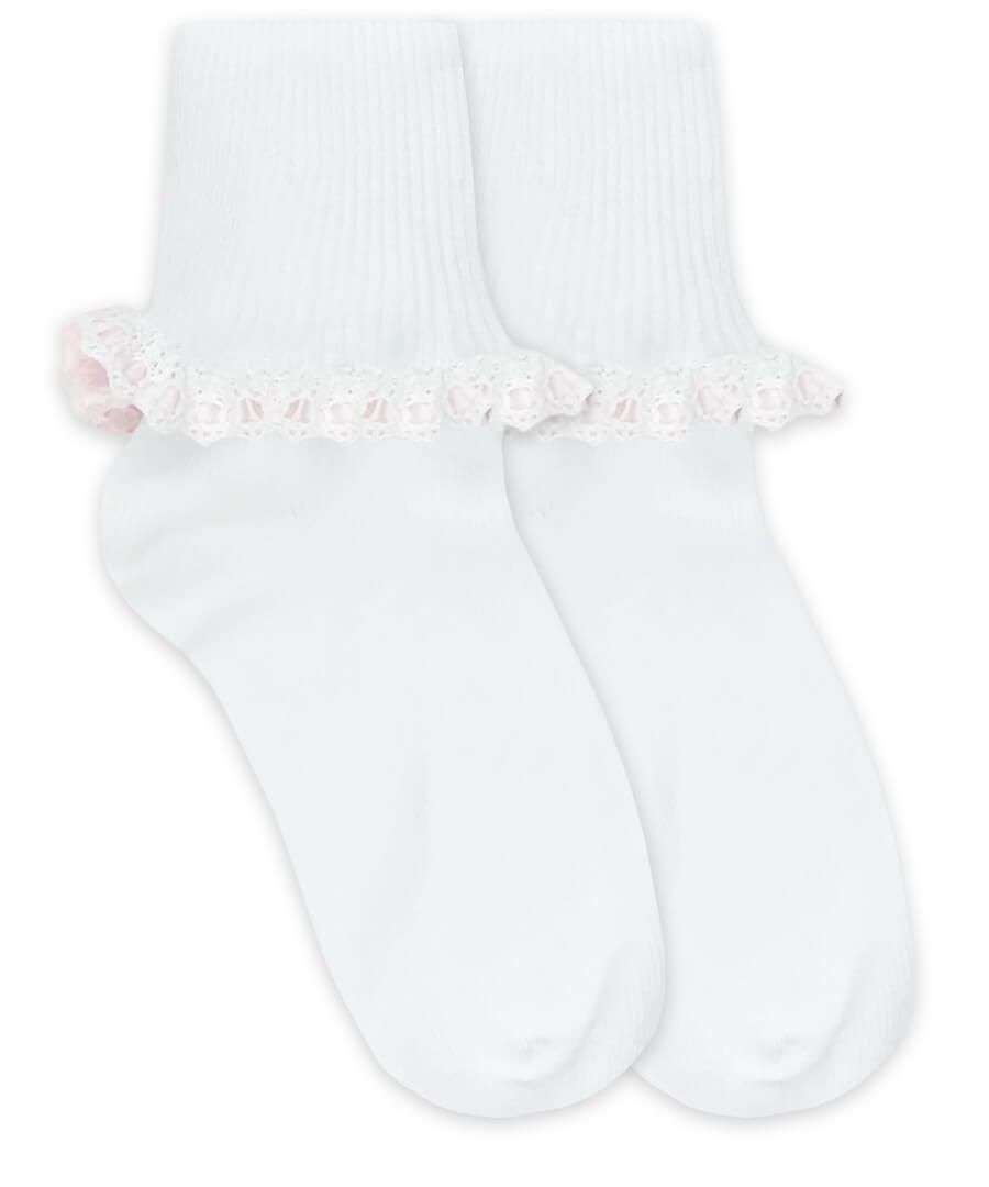 Cluny and Satin Lace Trim Socks