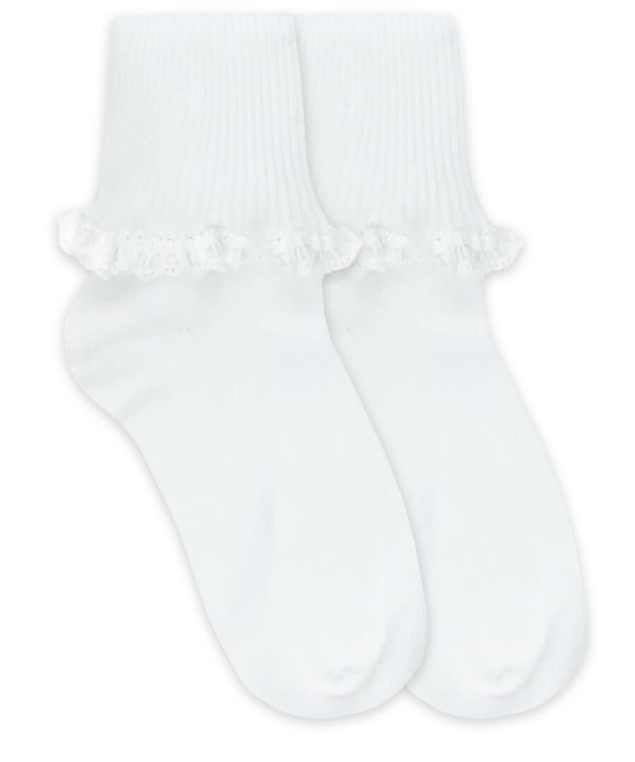 Cluny and Satin Lace Trim Socks