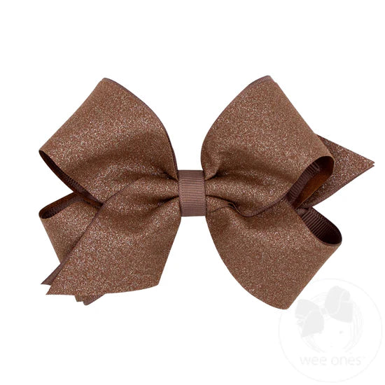 Shimmer Fabric & Grosgrain Bow 5"