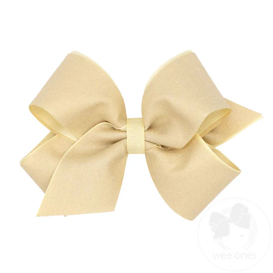 Shimmer Fabric & Grosgrain Bow 5"